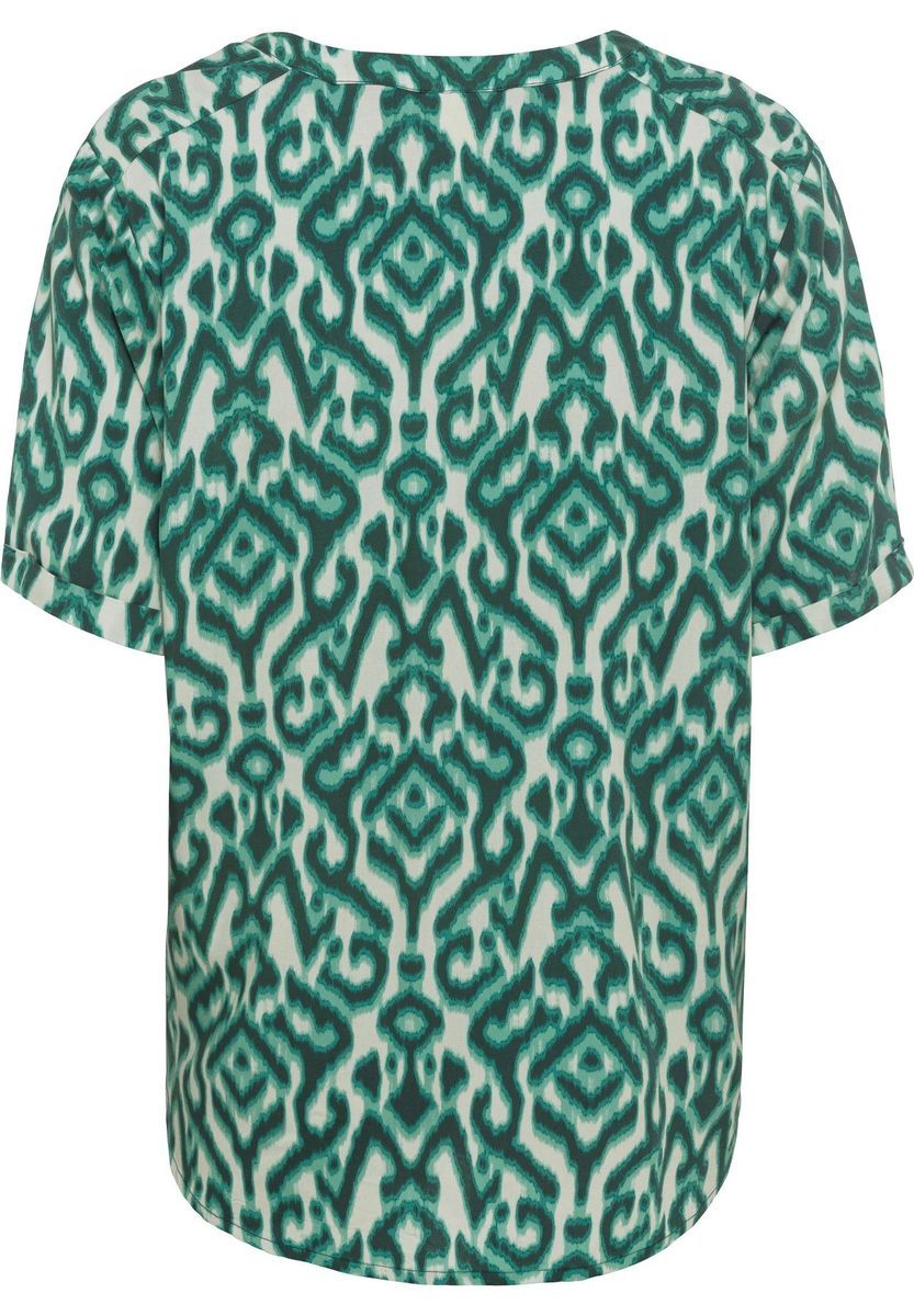 Bluse mit abstraktem Muster und Schlitzkragen