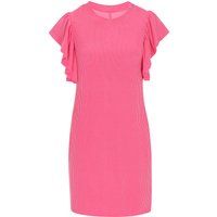 Geripptes Minikleid mit Flügelärmeln