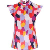 Bluse mit abstraktem Muster und Rüschen