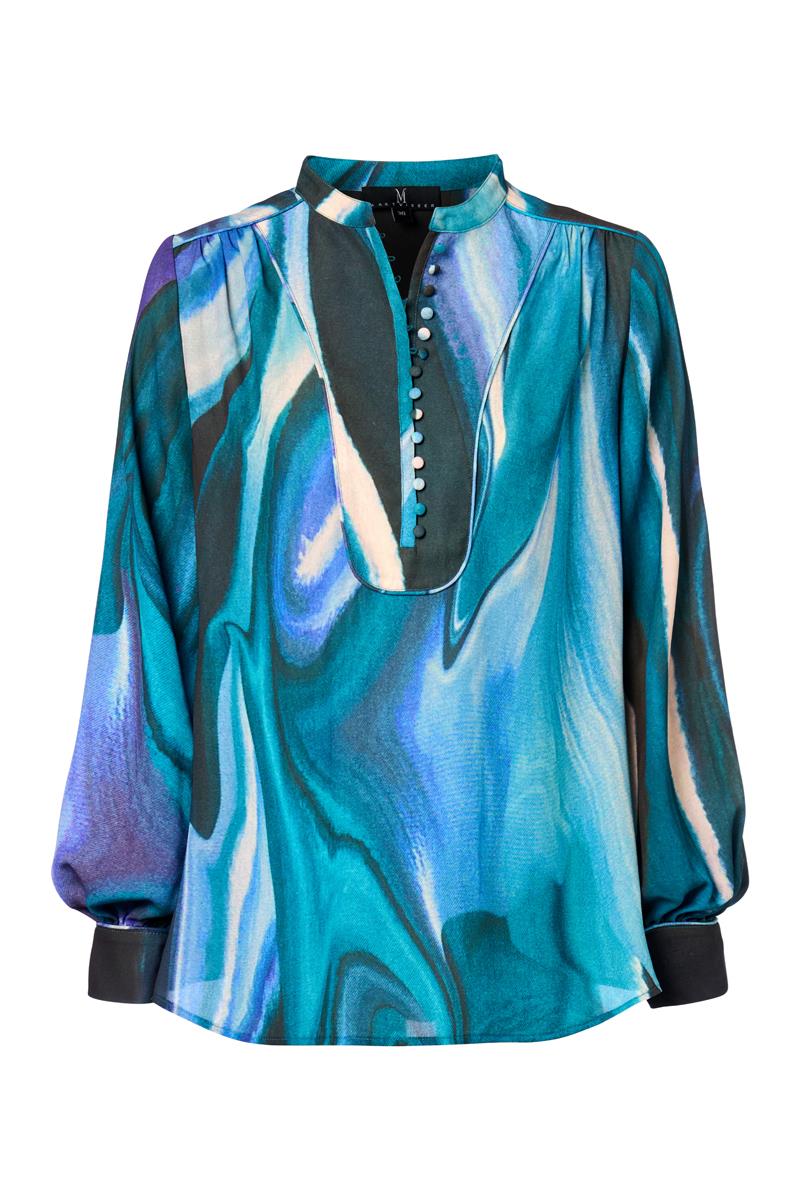 Fließende Bluse mit Marmor-Print