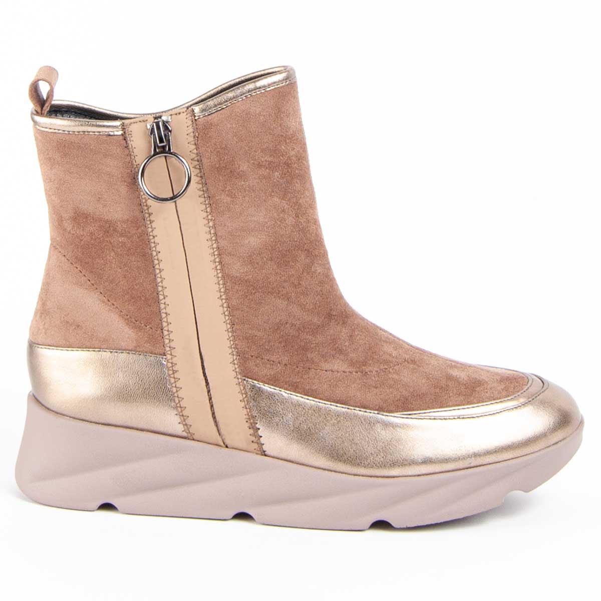 Keilstiefeletten mit Metallic-Einsätzen