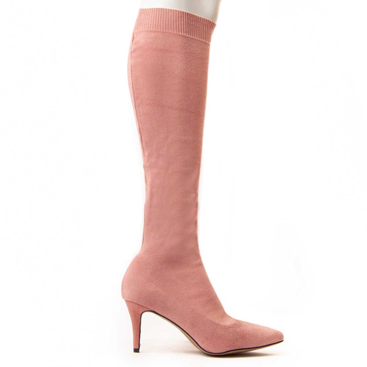 Gerippte kniehohe Socken-Stiefel