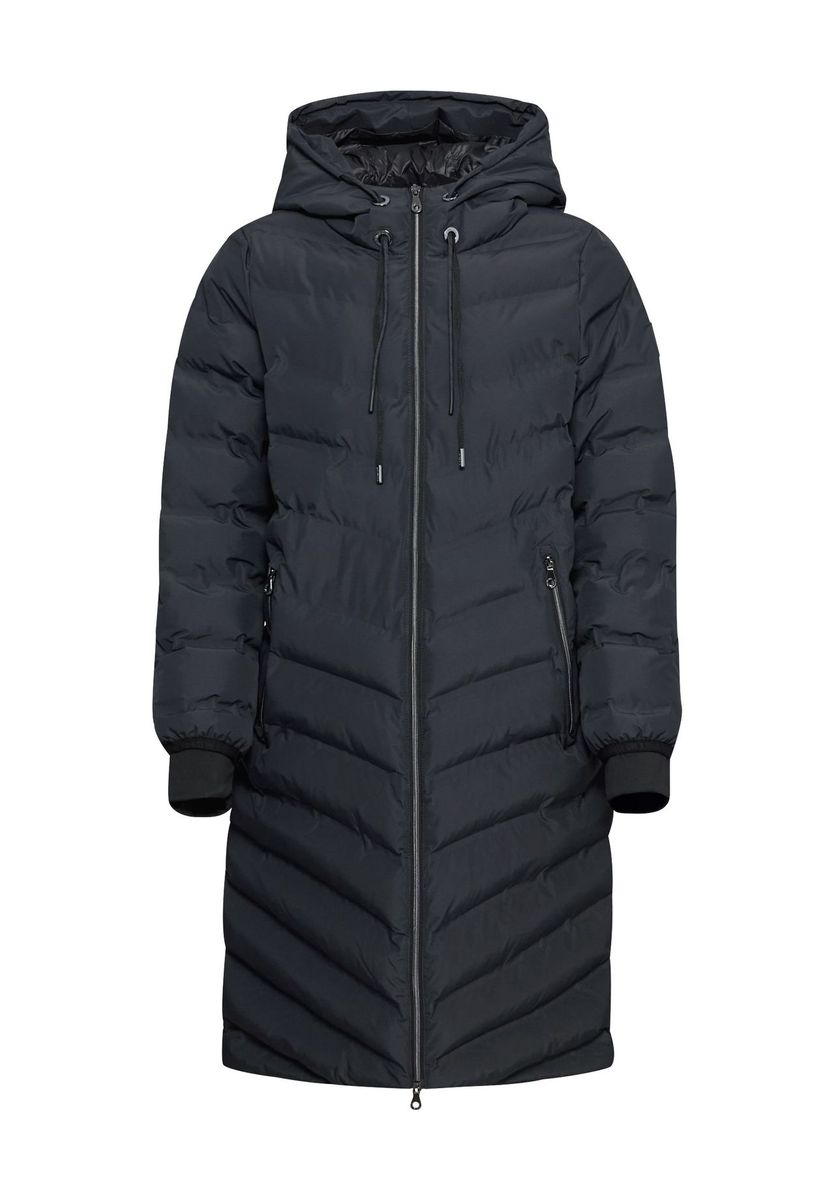 Langer Steppmantel mit Kapuze