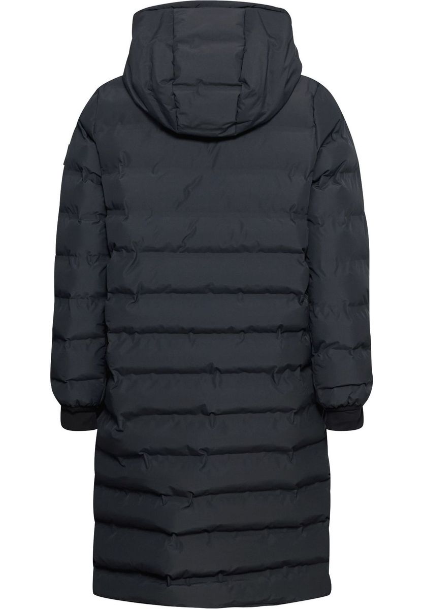 Langer Steppmantel mit Kapuze