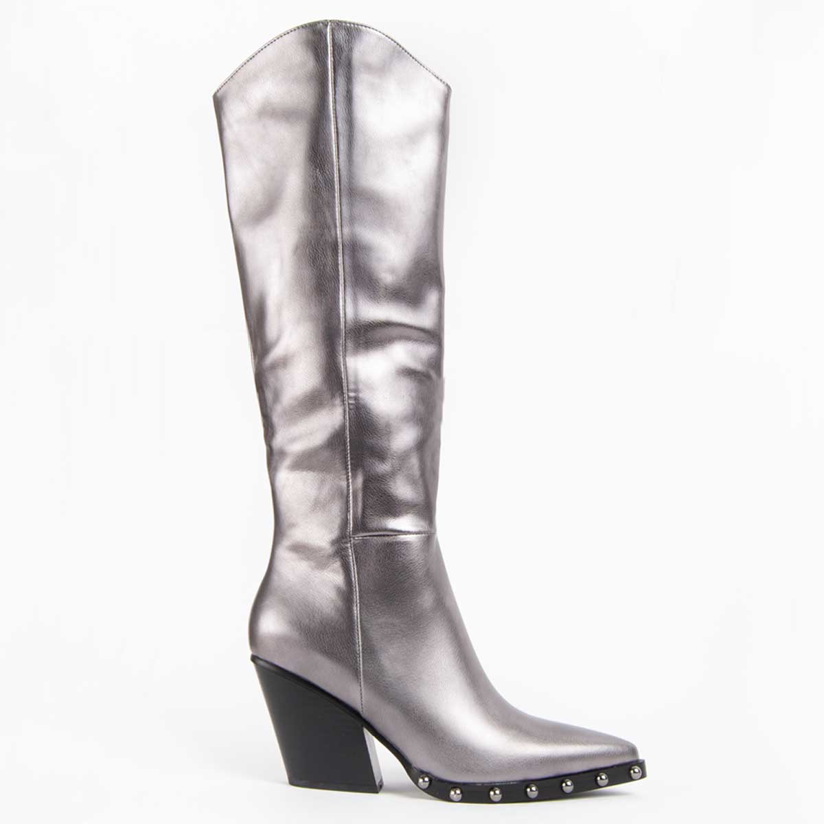 Kniehohe Westernstiefel in Metallic-Optik