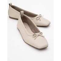 Leder-Ballerinas mit Karree-Spitze und Schleife