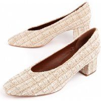 Strukturierte Tweed-Pumps mit Blockabsatz