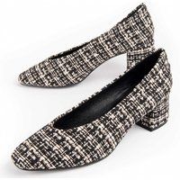 Strukturierte Tweed-Pumps mit Blockabsatz