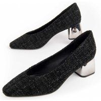 Strukturierte Tweed-Pumps mit Blockabsatz