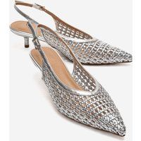 Geflochtene Metallic-Slingbacks mit Spitze