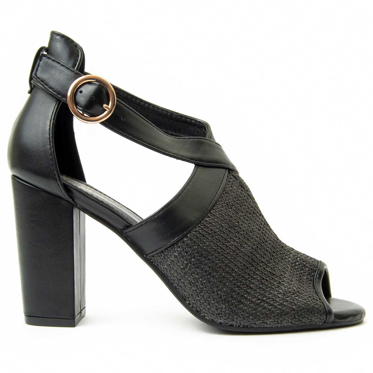 Blockabsatz-Sandalen mit Flechtstruktur