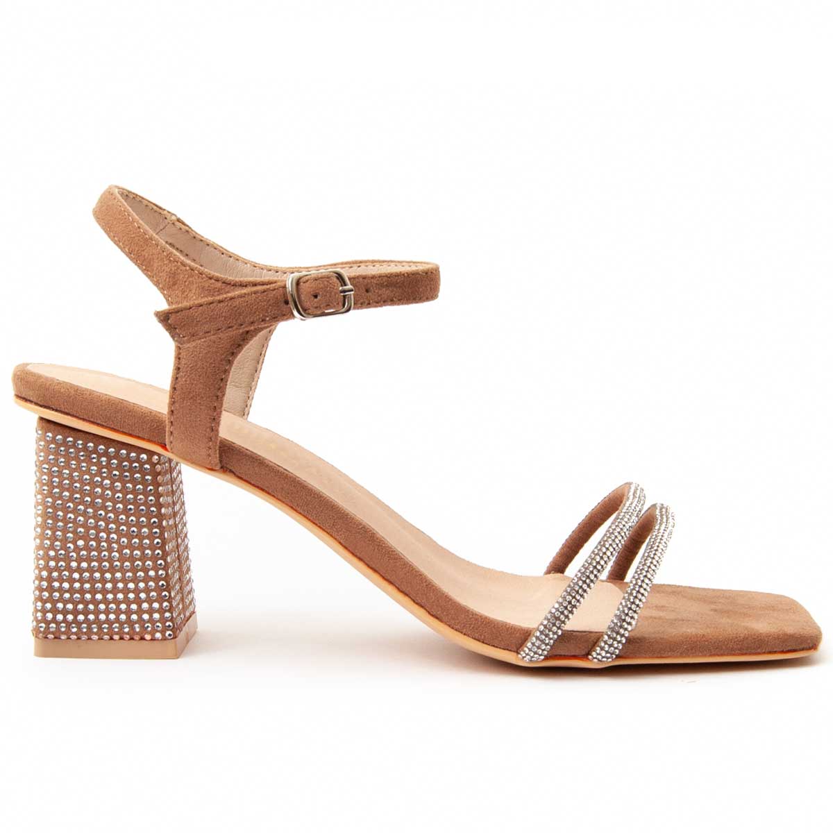 Blockabsatz-Sandalen mit Strassverzierung