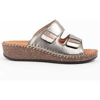 Metallic-Keilsandalen mit Doppelriemen