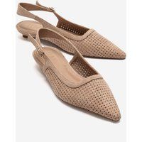 Perforierte Wildleder Slingback Pumps