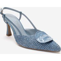 Geflochtene Slingback-Pumps mit spitzer Kappe