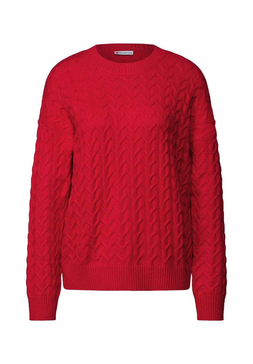 Strukturierter Strick-Rundhals-Pullover