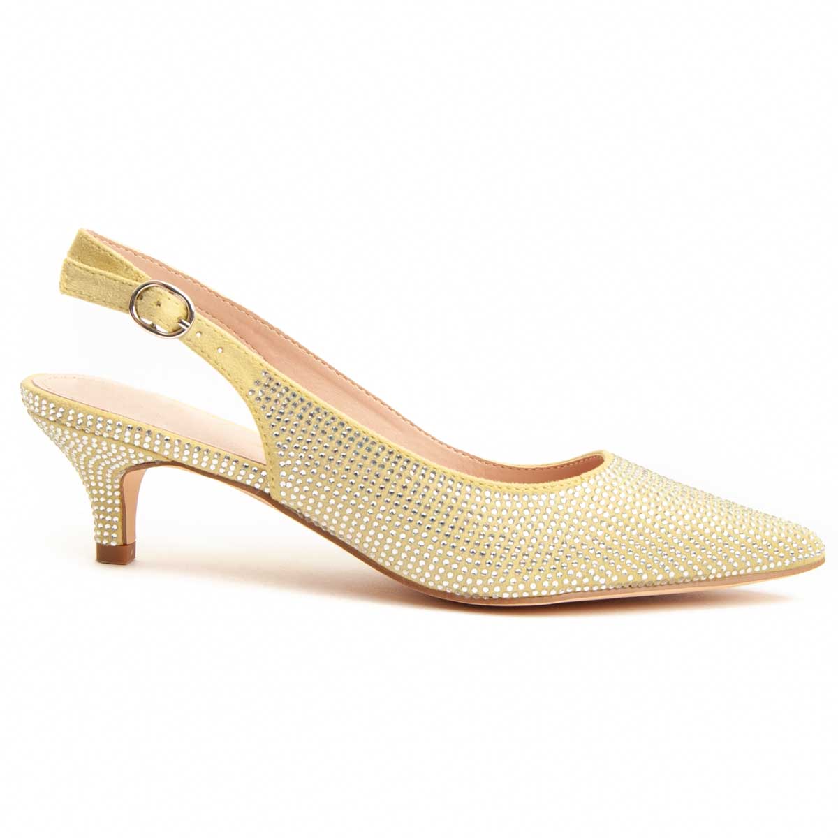 Strassbesetzte Slingpumps mit spitzer Kappe