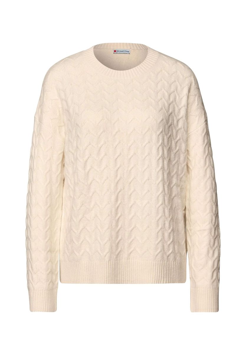 Strukturierter Strickpullover mit Rundhalsausschnitt
