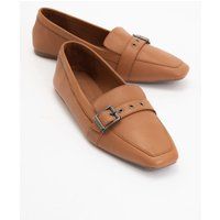 Leder-Loafer mit eckiger Zehenpartie