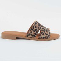 Pantoletten mit Leopardenmuster und H-Riemen