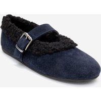 Suede Mary Jane Flats mit Lammfell