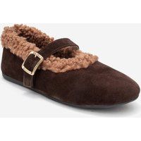 Wildleder Mary Janes mit Webpelz-Besatz
