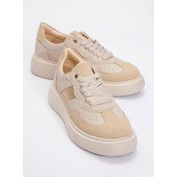 Plateau-Sneaker aus Materialmix