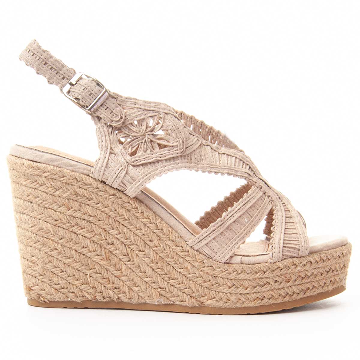 Häkel-Keilsandaletten mit Espadrille-Sohle
