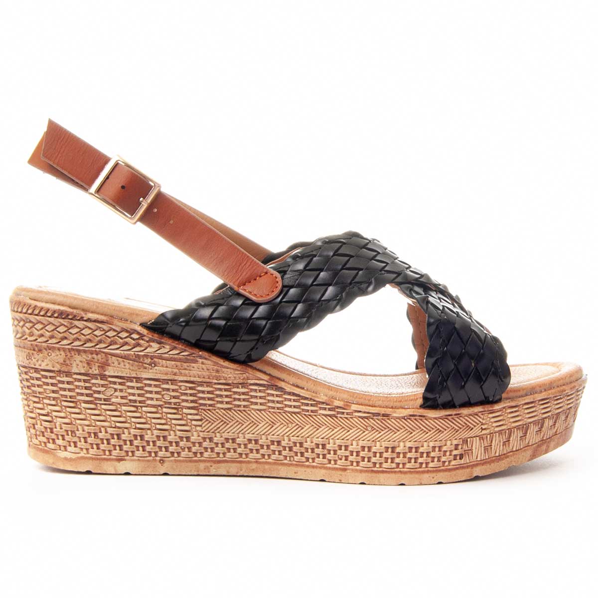 Keilsandalette mit geflochtenen Riemen