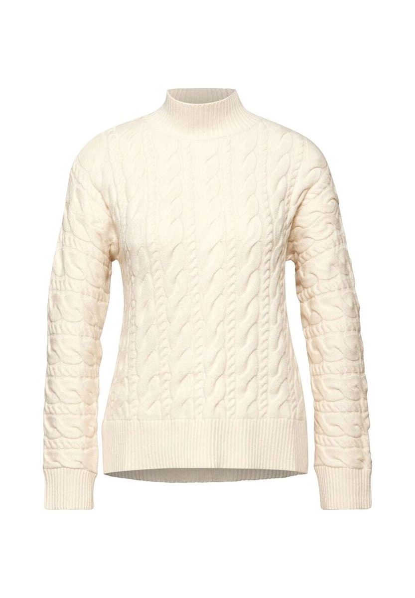 Zopfmuster Pullover mit hohem Kragen
