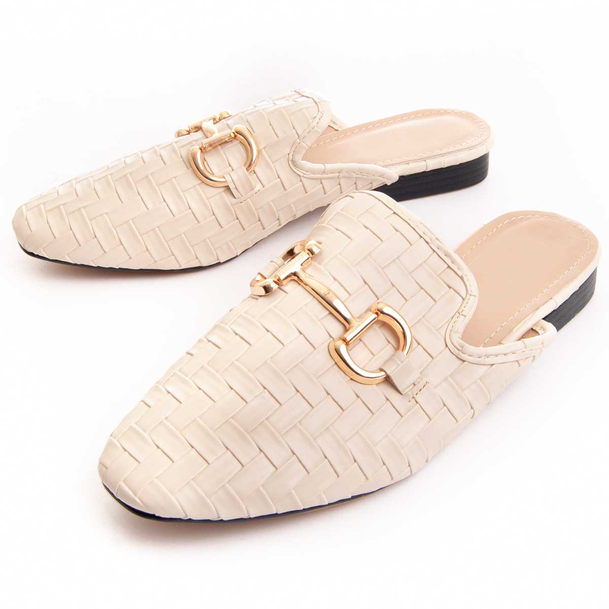 Geflochtene Loafer-Mules mit Trense