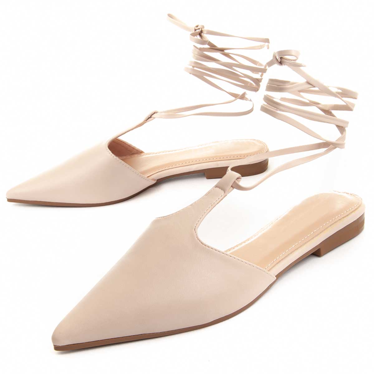 Spitze Ballerinas mit Schnürung