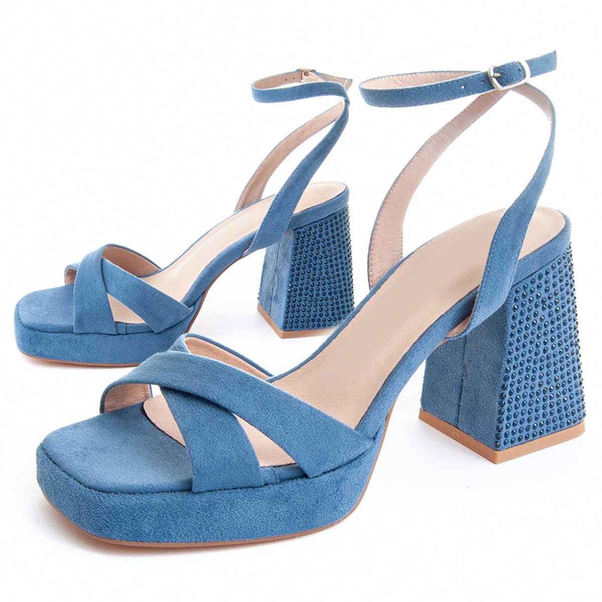 Plateau-Sandalen mit verziertem Blockabsatz