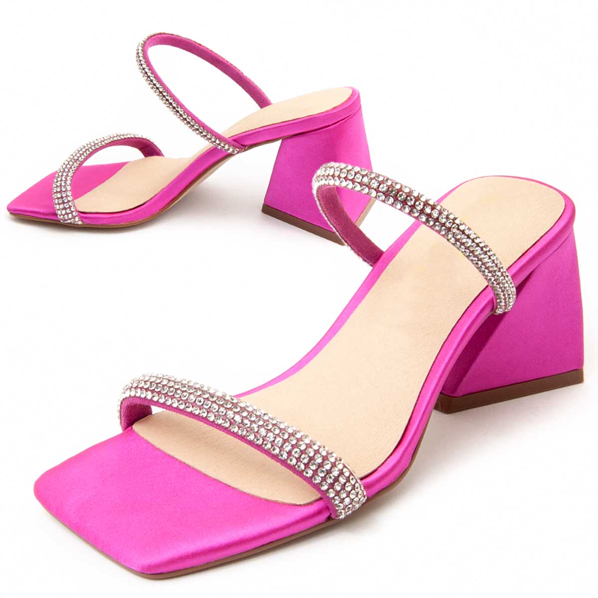 Sandaletten mit Strass und Blockabsatz