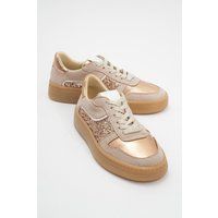 Mixed-Texture Glitzer Plateau Sneaker