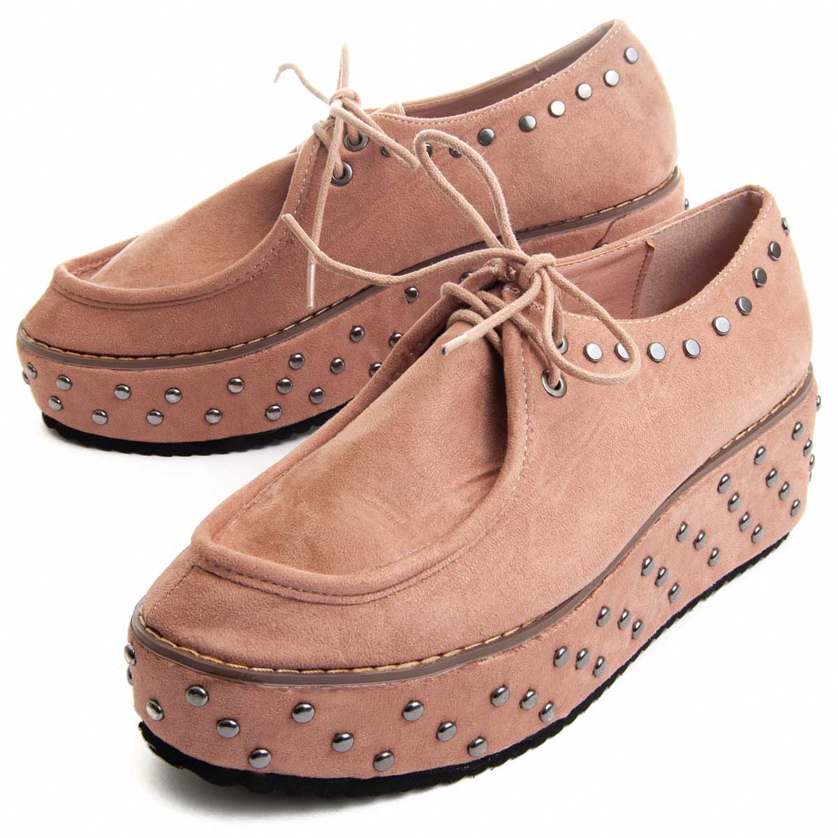 Besetzte Keilschuhe in Wildleder-Optik