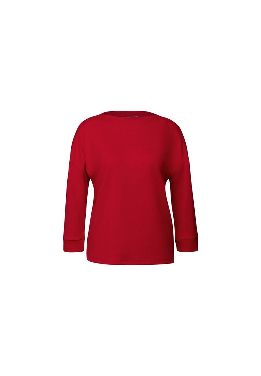 Rotes Langarmshirt mit U-Boot-Ausschnitt
