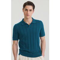 Strukturiertes Strick-Poloshirt mit Rippenmuster