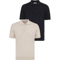 Kurzärmliges Feinstrick-Polo-Doppelpack