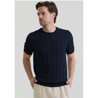 Strukturierter Strick-T-Shirt mit Rundhalsausschnitt