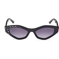 Geometrische Sonnenbrille mit Kristallverzierung