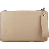 Genarbte Leder-Clutch mit Doppelreißverschluss