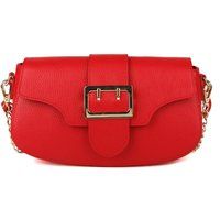 Strukturierte Leder-Überschlagtasche mit Schnalle