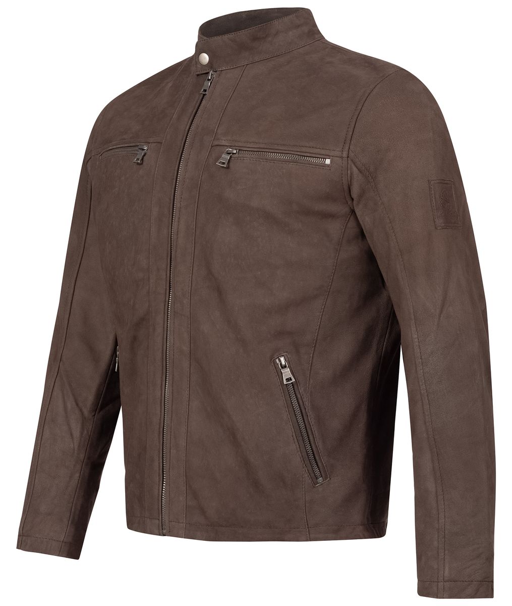 Stehkragenjacke in Wildleder-Optik
