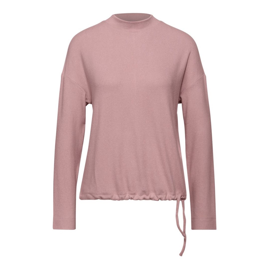 Langarmshirt mit Stehkragen und Kordelzug
