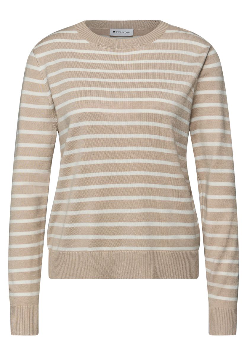 Gestreifter Strickpullover mit Rundhalsausschnitt