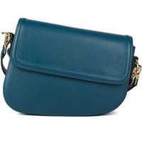 Genarbte Leder-Schultertasche mit Klappe