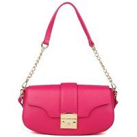 Leder-Schultertasche mit Kette