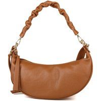 Halbmond-Ledertasche mit gerafftem Griff