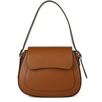 Minimalistische Leder-Schultertasche mit Klappe